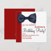 Black BowTie Birthday Uitnodiging (Voorkant / Achterkant)