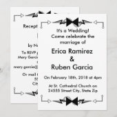 Black Bowtie elektronische bruiloft Kaart (Voorkant / Achterkant)