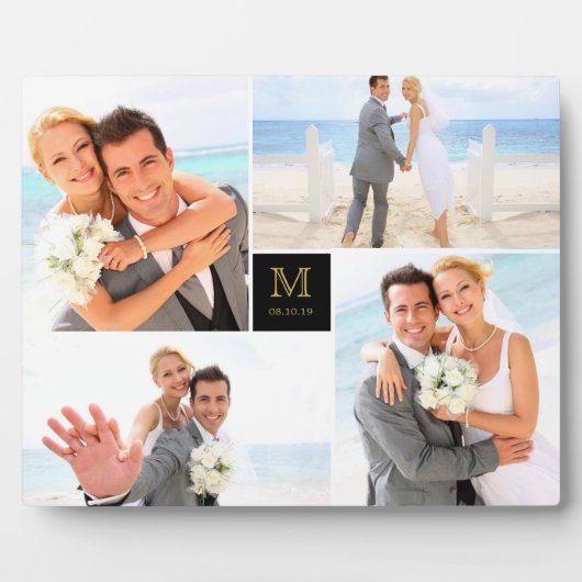 Black Box Timeless Monogram Weduwfoto Easel Fotoplaat (Voorkant)