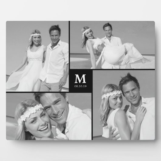 Black Box Timeless Monogram Weduwfoto Easel Fotoplaat (Voorkant)