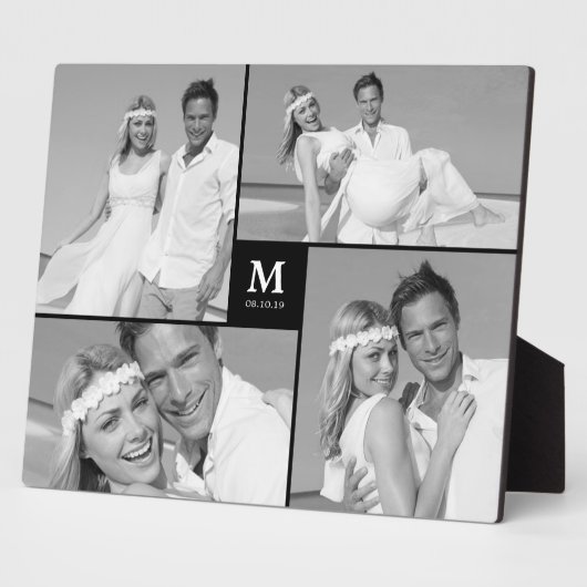Black Box Timeless Monogram Weduwfoto Easel Fotoplaat (Zijkant)