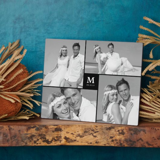 Black Box Timeless Monogram Weduwfoto Easel Fotoplaat (Zijkant)