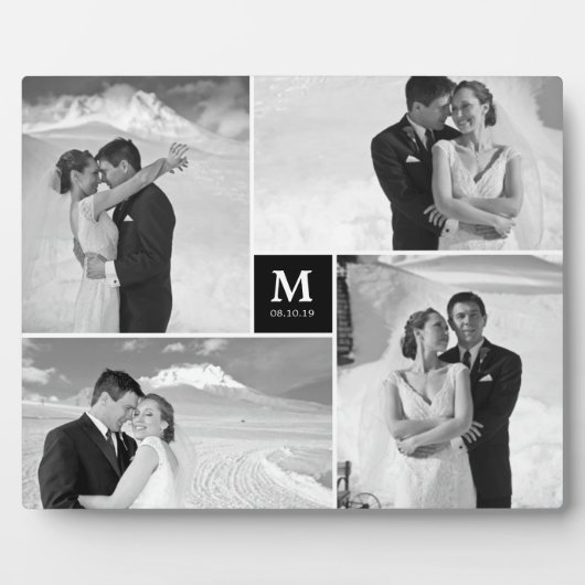 Black Box Timeless Monogram Weduwfoto Easel Fotoplaat (Voorkant)