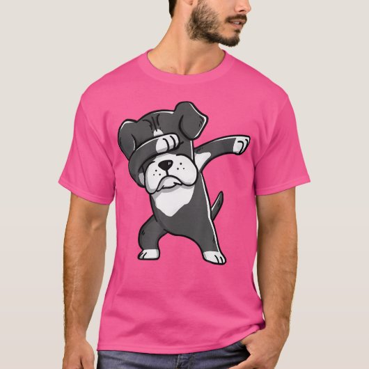 Black Boxer Dabbing Funny Dog Dab Dance Shirt (Voorkant)