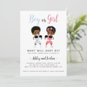Black Boxing Baby's Geslacht Onthulling Uitnodigin Kaart (Staand voorkant)