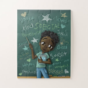 Black Boy and Positive Words Puzzle 11x14 Legpuzzel
