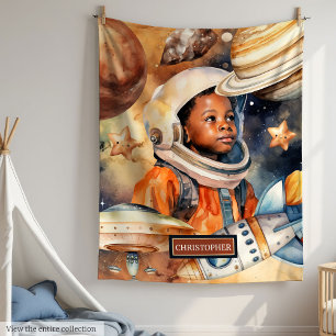 Black Boy Astronaut Room Decor Waterverf Deken