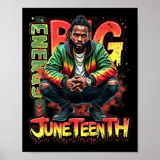Black Boy Big Juneteenth Energy Pride Freedom Desi Poster (Voorkant)
