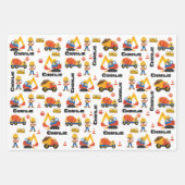 Black Boy Construction Personalized Inpakpapier Vel (Voorkant 3)