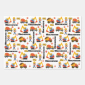 Black Boy Construction Personalized Inpakpapier Vel (Voorkant 2)