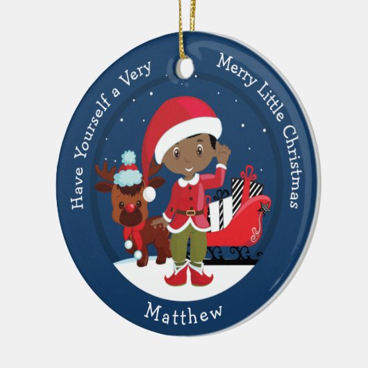 Black Boy Elf Keramisch Ornament (Links)