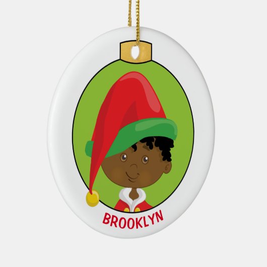 Black Boy Elf Keramisch Ornament (Rechts)