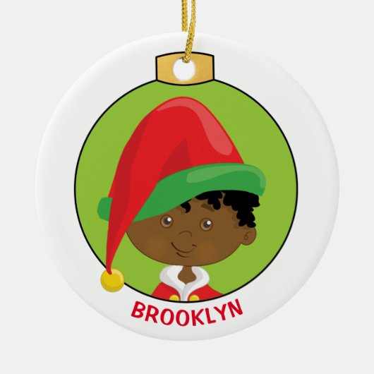 Black Boy Elf Keramisch Ornament (Voorkant)