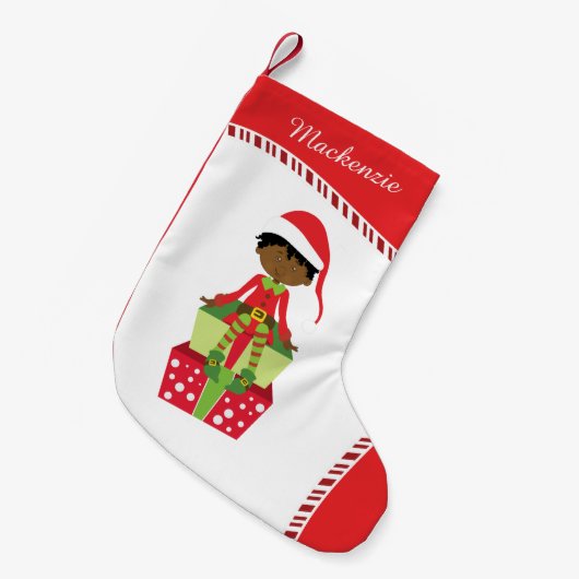 Black Boy Elf Kleine Kerstsok (Voorkant (Hangend))