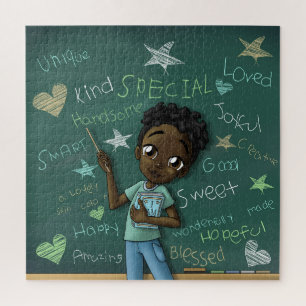 Black Boy en Positive Words Legpuzzel