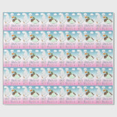 Black Boy & Girl Twins Baby shower Gift Wrap Cadeaupapier (Vlak)