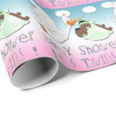 Black Boy & Girl Twins Baby shower Gift Wrap Cadeaupapier (Rol Hoek)