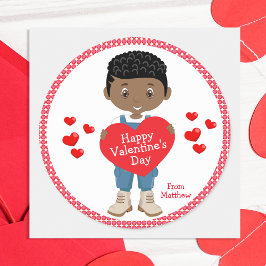 Black Boy Happy Valentine's Day Ronde Sticker