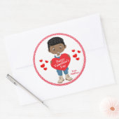Black Boy Happy Valentine's Day Ronde Sticker (Envelop)