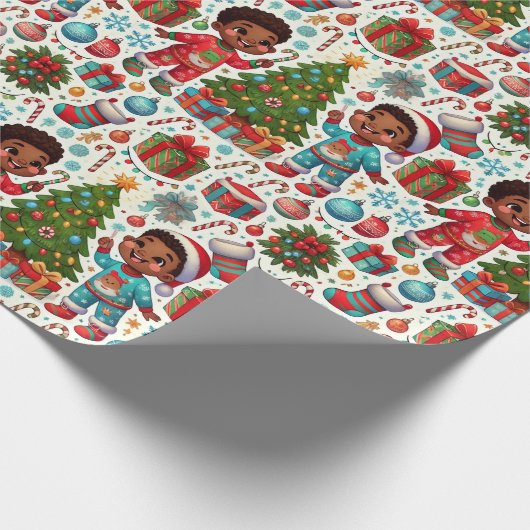 Black Boy Joy Holiday Gift Wrapping Cadeaupapier (Hoek)