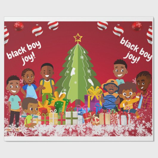 Black Boy Joy Kerstmis Cadeaupapier (Vlak)