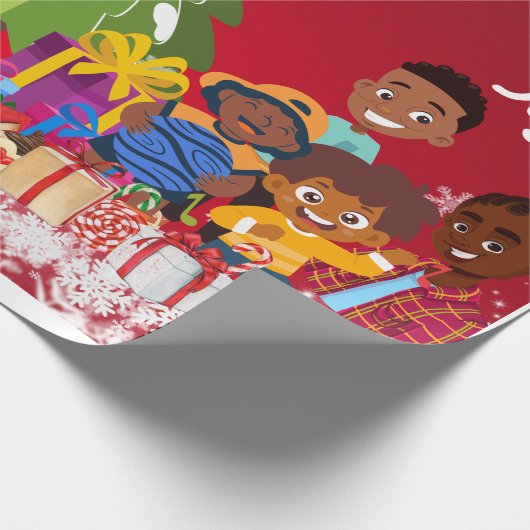 Black Boy Joy Kerstmis Cadeaupapier (Hoek)