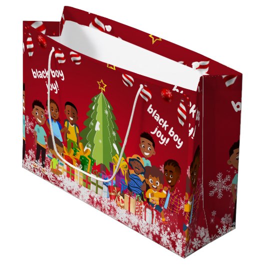 Black Boy Joy Kerstmis Groot Cadeauzakje (Voorkant Gekanteld)