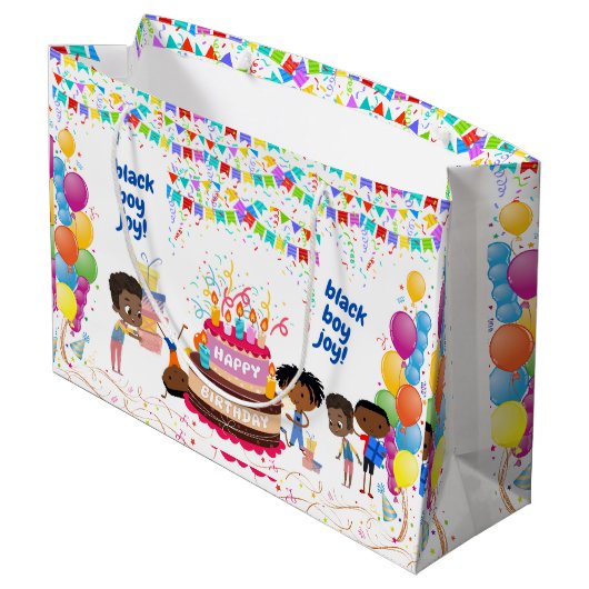 Black Boy Joy Verjaardag Groot Cadeauzakje (Achterkant Gekanteld)