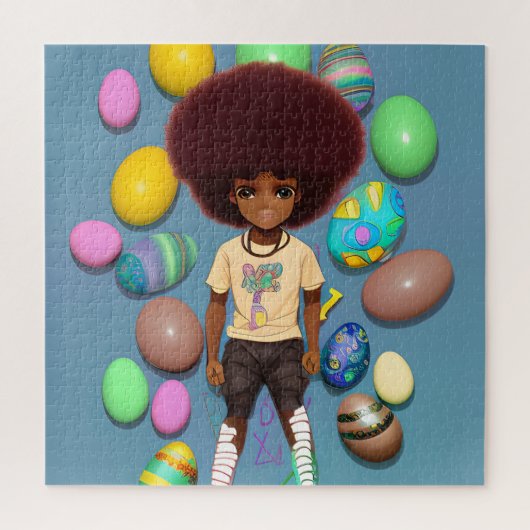 Black Boy Melanin Bruh Easter Hunt Basket Legpuzzel (Verticaal)