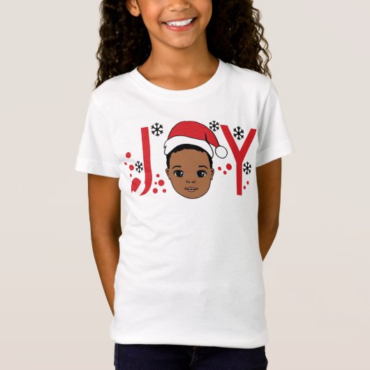 Black Boy Melanine Jongens Kersttrui X-mas Fun T-shirt (Voorkant)