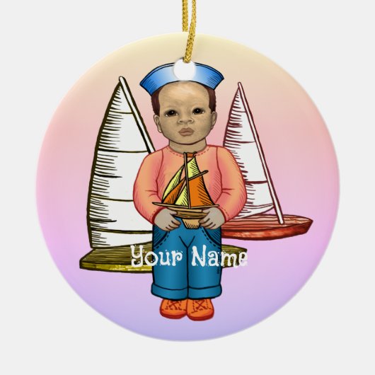 Black Boy Sailor Keramisch Ornament (Voorkant)