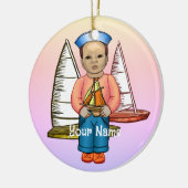 Black Boy Sailor Keramisch Ornament (Links)