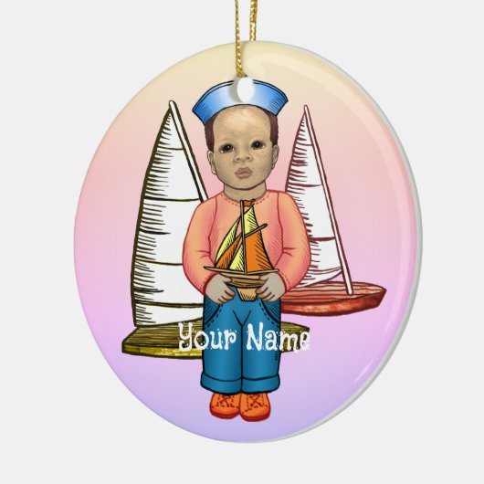 Black Boy Sailor Keramisch Ornament (Links)