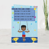 Black Boys Gymnastics Word Search Happy Birthday Kaart (Achterkant)