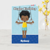 Black Boys Gymnastics Word Search Happy Birthday Kaart (Gele Bloem)