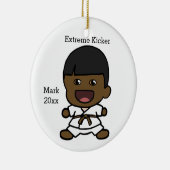 Black Boy's Karate Kerstversiering Keramisch Ornament (Rechts)