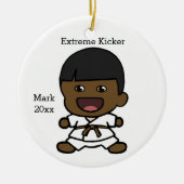 Black Boy's Karate Kerstversiering Keramisch Ornament (Voorkant)
