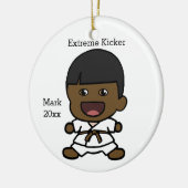 Black Boy's Karate Kerstversiering Keramisch Ornament (Links)