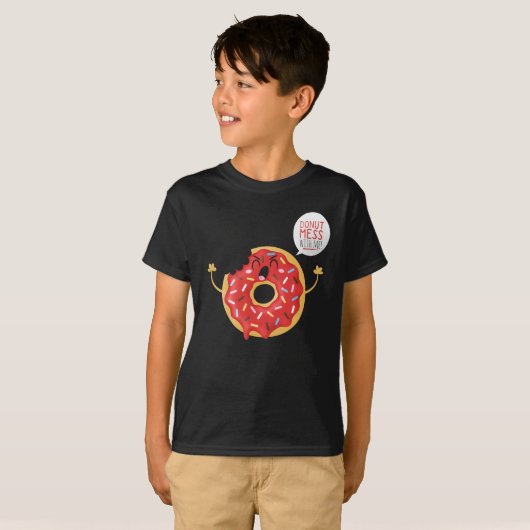 Black Boys Shirt Cool Donut Schaats Fun (Voorkant volledig)