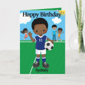 Black Boys Voetbal Je bent een-doolhof-ing Happy B Kaart (Voorkant)