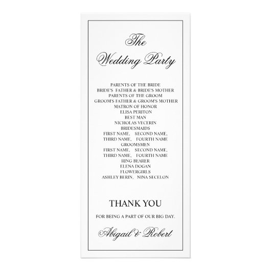 Black branch Old Money wedding program Reclamekaart (Achterkant)