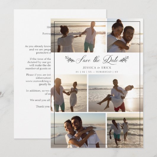 Black Branches Chic Collage 6 Foto's Wedding (Voorkant / Achterkant)