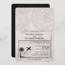 Black Brazil Passport Wedding Invitation Kaart