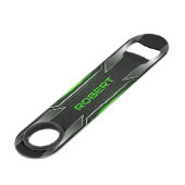 Black & Breen Gaming Achtergrond Monogram Speed Flessenopener (Voorkant Gekanteld)