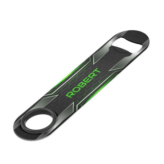 Black & Breen Gaming Achtergrond Monogram Speed Flessenopener (Achterkant Gekanteld)