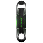 Black & Breen Gaming Achtergrond Monogram Speed Flessenopener (Voorkant)