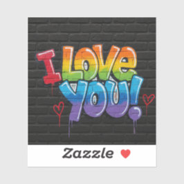 Black Brick Graffiti I Love You Sticker