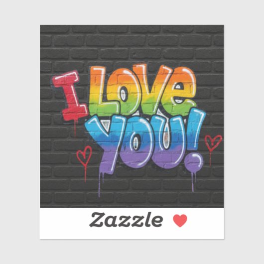 Black Brick Graffiti I Love You Sticker (Vel)