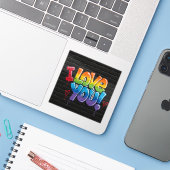 Black Brick Graffiti I Love You Sticker (Laptop met iPhone)
