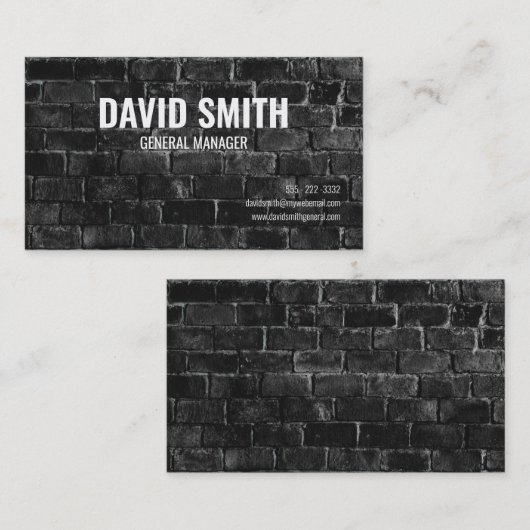 Black Brick Wall Modern Simple Custom Visitekaartje (Voorkant / Achterkant)